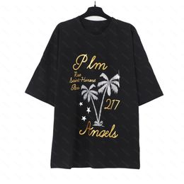 Palms Palm Angel PA Harajuku 243SS Spring American Retro Letter Printing Logo Luxurys T Shirt Loose Oversize Hip Hop Unisex Short Sleeve Tees Angels 2269 TKK