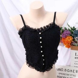 Camisoles & Tanks Seamless Simple Shoulder Strap Breathable Backless Nylon Women Ruffles Invisible Crop Tops Lace Bra Sexy