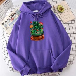 Men's Hoodies Sweatshirts Cute Plant Cactus Free Hugs Printing Hoodies Mens Casual Loose Sweatshirt Retro Hat Rope Clothing Funny S-Xxl Hoodie For MenL23116