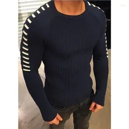 Men's Sweaters Long-Sleeved O-neck Knitted Jumpers Y2K Sweater Slim-Fit Casual Solid Color Tough Guy Autumn Pullvoers