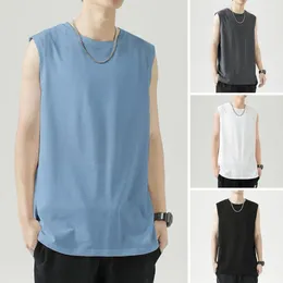 Men's Tank Tops O-Neck Sleeveless Thin Men Vest Summer Loose Solid Colour Fitness Top Sportwear Gym Shirt T-Shirts