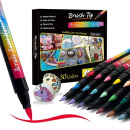 Markers Acrylic Marker Pen 36 Color Set Soft Head Food DIY Marker Pen Ceramic Canvas Plastic Gypsy Black Paper Glass Metal 230408
