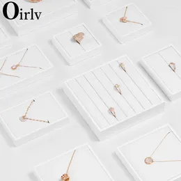 Jewellery Pouches Oirlv White Leather Display Set Shop Cabinet Props Necklace Bust Store Ring Earrings Bangle Tray