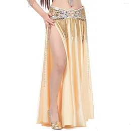 Stage Wear Chiffon Double High Slits Oriental Belly Dance Skirts For Women Bellydance Costume Accessories Skirt