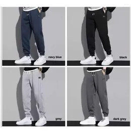 Men's Pants Men Drawstring Elastic Waist Solid Color Soft Warm Casual Ankle-banded Pockets Loose Spring Fall Sports Sweatpants