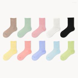 Women Socks Fashion Hajuruku Soft Cotton Loose Breathable Edge Roll Elasticity Girls Student Spring Long Pure Colour Gifts Cute