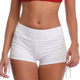 Womens Shorts Sexy womens white tight shorts Summer yoga exercise fitness Ruched mini with drawstring clothing 230408