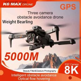 Drones PZBK 2023 New K6 Max RC Drone Three HD Camera 4K Professional Obstacle Avoidance Optical Flow Positioning Dron Wifi 5G Toy Gift Q231108