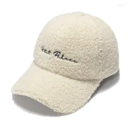 Ball Caps 2023 Fashion Sheepskin Women Autumn And Winter Korean Version Of The Tide Letter Warm Sun Hat Plush Baseball Cap