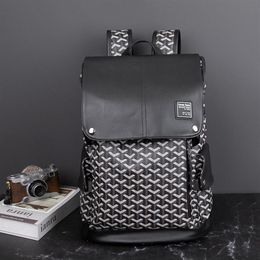 Whole factory men leather shoulder bags waterproof and wear-resistant fashion backpack popular printing student bag outdoor tr2428