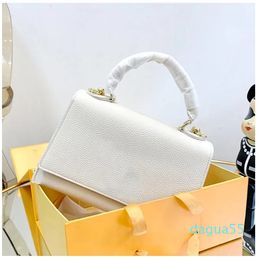 Messenger Handbag Genuine Leather Plain Hardware Letter Removable Shoulder Water Ripple