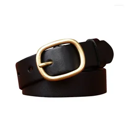 Belts Pure Cowhide 2.8cm Wide Female Genuine Leather Belt Copper Pin Buckle Women Jean Fashion Simple Luxury Waistband