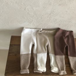 Trousers Infant Baby Boys Girls Fashion Patchwork Tight Leggings Bebe Cotton Warm Long Pants Toddler Kids Clothing Autumn Winter Trousers 231108