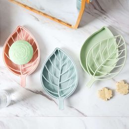 Leaf Shape Soap Box Case Toilet Bathroom Organiser Supplies Holder Plastic Double Deck Shower Soaps Storage Dishes dh870