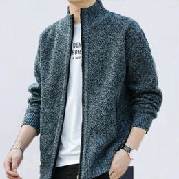 Men's Vests Autumn Winter Sand Collar Loose Casual Cardigan Sweater Male Thick Warm Add Velvet Knitting Coat Homme All-match Zipper Outwear