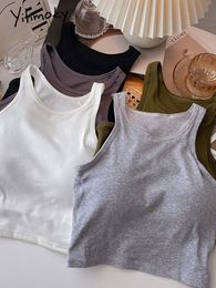 Camisoles Tanks Yitimoky Women's Tank Top Summer Hybrid Backless Short Camis Sexy Crop Hanger Top Solid Casual Apparel 230408