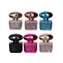 Glass Perfume Refillable Bottle Gold Spary Press Pump 30ml 1oz Empty Parfum Atomizer Vials Portable Square Colourful Cosmetic Packaging Container