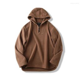Men's Hoodies Fashion Fleece Warm Casual Hooded Half Zipper Pullover Sweatshirts