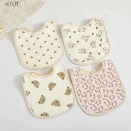 Bibs Burp Cloths Soft Cotton Gauze 6 Layers U-shaped Baby Bibs Print Infant Drool Towel Newborn Burp Cloths Bandana Scarf Feeding Saliva TowelL231108