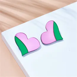 Stud Earrings Acrylic Exaggerated Color Blocking Love Heart For Women Trend Girls Mirror Ear Jewelry Birthday Gifts