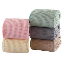 Blankets Cotton Waffle Towel Blanket for Bed Soft Throws For Kids Teens Lightweight Bedspread Back To School Teenager Rugs W0408