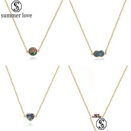 Pendant Necklaces New Geometry Abalone Shell Necklace Gold Long Chain Women Accessories Cute Copper Jewelryz Dr Dhn6J