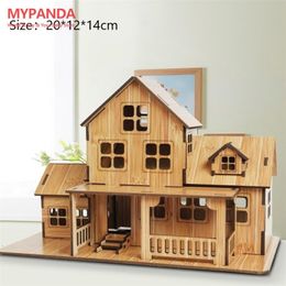 3D Puzzles Wooden Jigsaw Architecture DIY House Villa Kids Boys Girls Educational Paper 230407