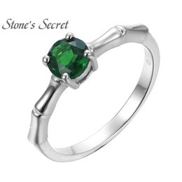 Cluster Rings Unique Desgin Natural Chrome Diopside Gemstone 925 Sterling Silver Ring Bamboo Shape Woman Party Present Simple Fashion Jewelr