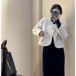 Two Piece Dress Women's Autumn Small Fragrant Style Round Neck Blazer Skirt Set Vintage Casual Pit Strip Jacket Half Two-piece