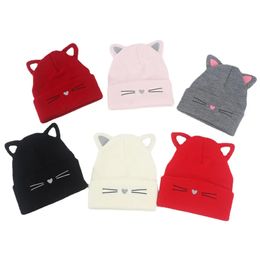 Caps Hats Winter Cartoon Kitty Knitted Children Hat Cute Cat Baby Cap Kids Beanie For Girls 231108