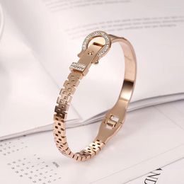 Bangle Luxury Bracelet For Woman Stainless Steel Jewellery Rose Gold Cuff Fashion Accessories Simplicity