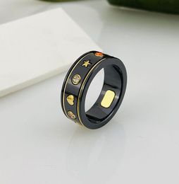 Ceramics Rings Black White Hollow Out Letter Mens Womens Rings Designer Fashion Couples Jewelry Rings High Quality Luxury Printing Unisex Jewelry Ring