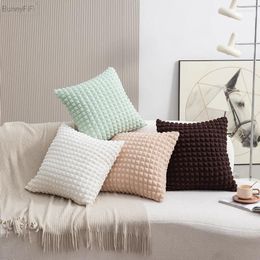 Pillow Decor Green Sofa Home Car Couch Cover Simple Solid Color Elastic Puff Plaid Bedside Throw Case 45cm