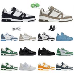 Top Quality Women Mens Designer Shoes Pink Monograms Denim Blue Virgil Embossed Abloh White Black Calfskin Leather Trainer Luxury Casual Shoe Platform Low Sneakers