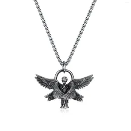 Choker Vintage Chain Necklace Jewellery For Women Goth Angel Pendant Personalised Halloween Stainless Steel Men