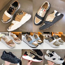 Designer Cheque Sneakers Men Trainers Women Casual Shoes Vintage Striped Sneakers Canvas Platform Trainer Flat Rubber Shoes Outdoor with Box