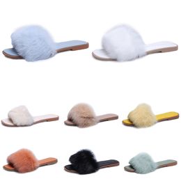 fur household cotton slippers women fashion blue yellow green white sandals womens outdoor winter Scuffs