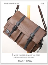 Briefcases Classic Men's Messenger Bag With Spacious Compartments For Files And Laptops Briefcase Bolso Hombre Business Travel Handbags