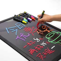 Markers 8-color LED fluorescent board special pen for advertising erasable marking pen light board high light marking flat head water-based 230408