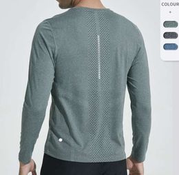 lu Men Yoga Outfit Sports Long Sleeve T-shirt Mens Sport Style Shirts Training Fitness Clothes Elastic Quick Dry Sportwear Top Plus Absorbent andftghfh