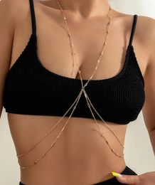 Chains European And American Cross-border Accessories Metal Bikini Women's Sexy Crossover Rhinestones Multi-layered Frin