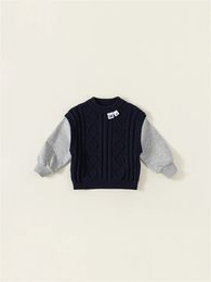 Pullover Boy's Blue Sweater Autumn Winter Children's Children's Casual Wool Sllive Trend Pullover LUSE FIT FIFT FORMPL TOP 231108