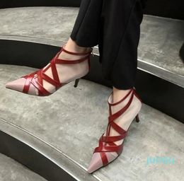 Chic Pointed toe High heel Sandals Mesh Boots Fashion Summer