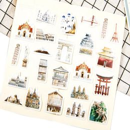 Gift Wrap 50packs/lot Cute Hand Painted Decorative Sticker The History Of World Building DIY Diary Decoration Stickers Scrapbooking