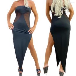 Casual Dresses Summer Sexy Strapless Beach Bodycon Party Women Holiday Hollow Out Backless Off Shoulder Irregular Split Maxi Dress