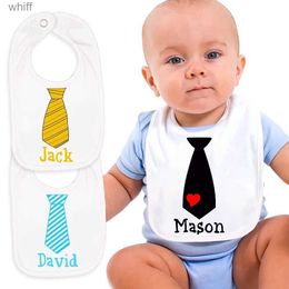 Bibs Burp Cloths Personalised Baby Boy Bib Custom Name with Tie Bibs Toddler Burp Cloths Newbron Shower Gift Infant Cotton Bib Kid Feeding BibsL231108