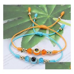 Charm Bracelets Lucky Evil Blue Eye Bracelet Colorf Handmade Crystal Bead Adjustable Braided Rope Friendship Jewelry Both Fo Dhgarden Dhzmw