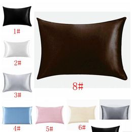 Pillow Case 20X26Inch Silk Satin Pillowcase Home Mticolor Ice Zipper Er Double Face Envelope Bedding Bc Drop Delivery Garden Textiles Dhhnt