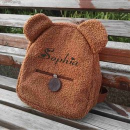 Backpacks Personalized Embroidered Backpack Plush Bear Shoulder Bag Teddy Bear Kids Backpack Cute Animal Soft Plush Mini Backpack schoolL231108