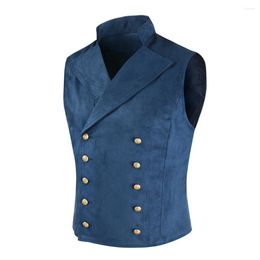 Men's Vests Mens Dress V Neck Slim Fit Double Breasted Sleeveless Formal Business Suit Comfortable Soft Costume High Collar Vest